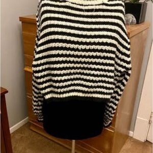 Grey Bandit Women’s Small Black/White Striped Knit Pullover Sweater